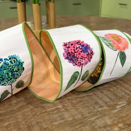John Mark Ribbon Floral Signature Print Fused Back Ribbon