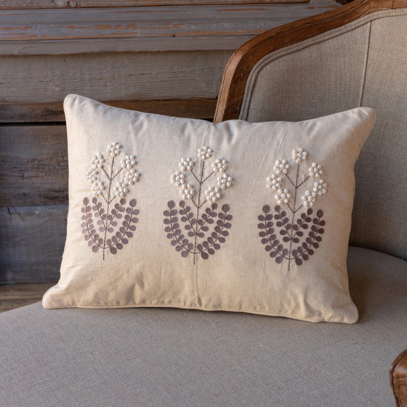 Embroidered Queen Anne Pillow