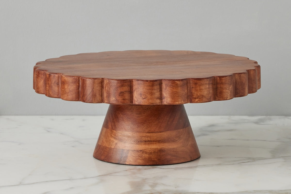 6 Natural Scalloped Cake Stand