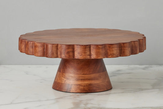 6 Natural Scalloped Cake Stand