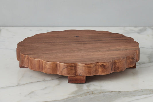 6 Scalloped Trivet Riser Round Natural