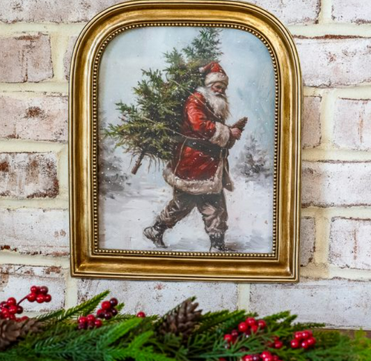 12" Antique Gold Santa Tree Frame
