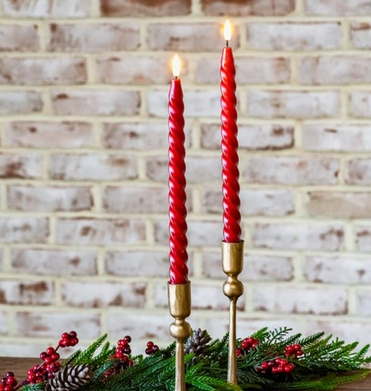 2 Piece Red LED Taper Candle