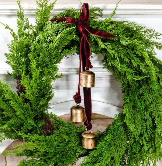 19" Burnt Gold Maroon Velvet Bell Hanger