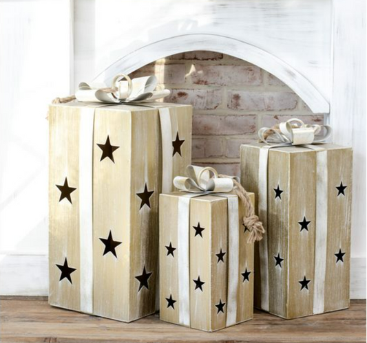 Brushed Gold Gift Box Decor 3 Sizes