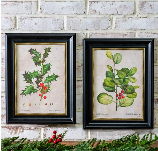 15" Framed Holiday Leaf Print
