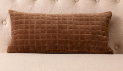 Lumbar Pillow Quilted Velvet Coffee