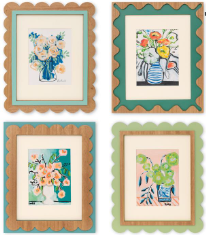 Framed Print Scalloped Edge with Flower