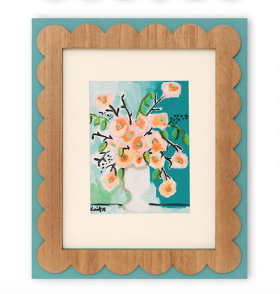 BACON - Framed Print Scalloped Edge with Flower