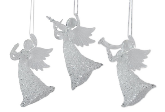 6 Handcrafted Glass Angel with Instruments