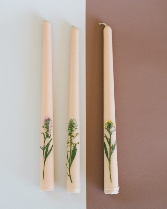 Floral Inlaid Tapered Candle    (25)