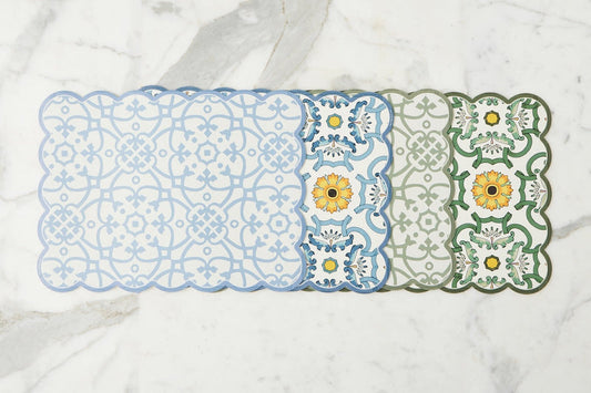 Scalloped Placemat Rectangle Sage/Yellow