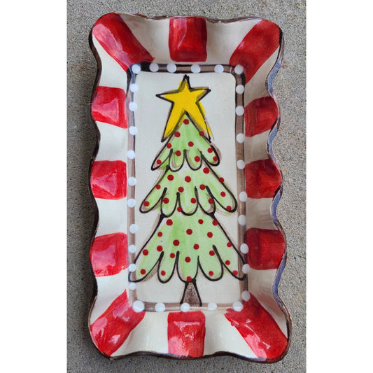 Rectangle Christmas Hand Painted Plate