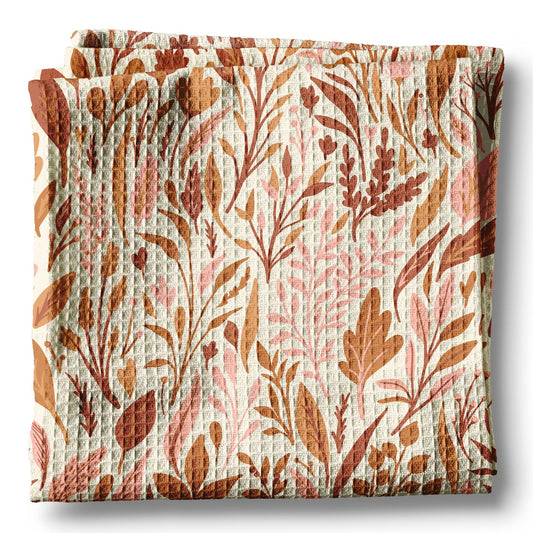 Fall Boho Floral Autumn Leaves Botanic Foliage Kitchen Towel