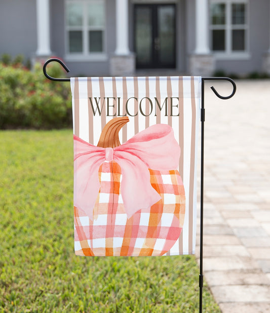Fall Garden Flag Plaid Pumpkin