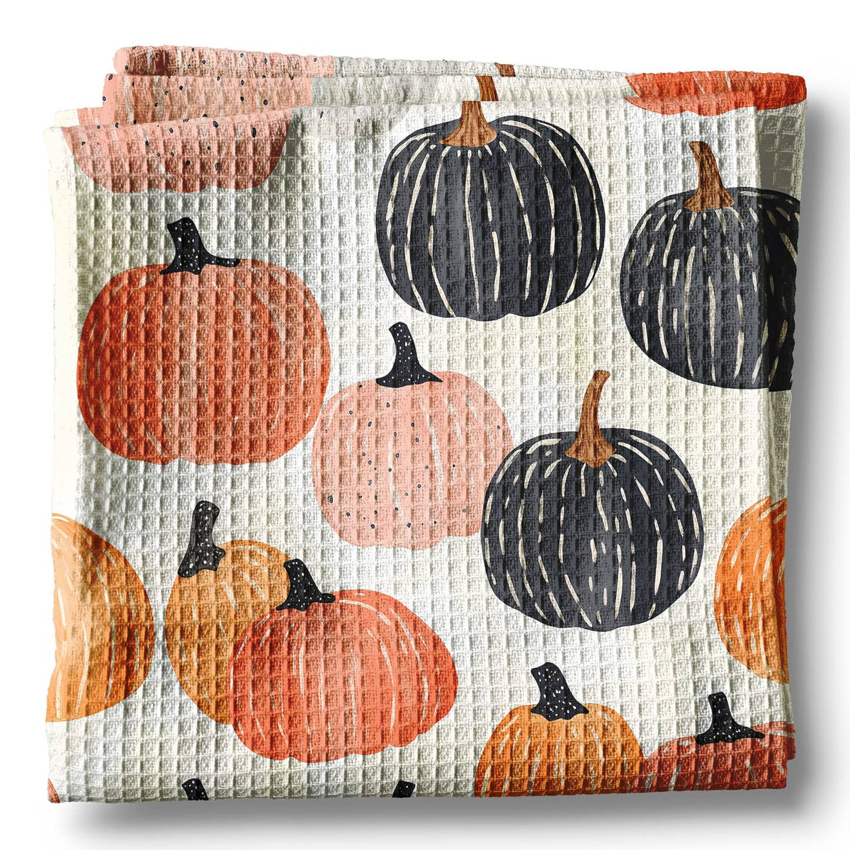 Pumpkin Fall Botanical Floral Autumn Kitchen Towel Waffle