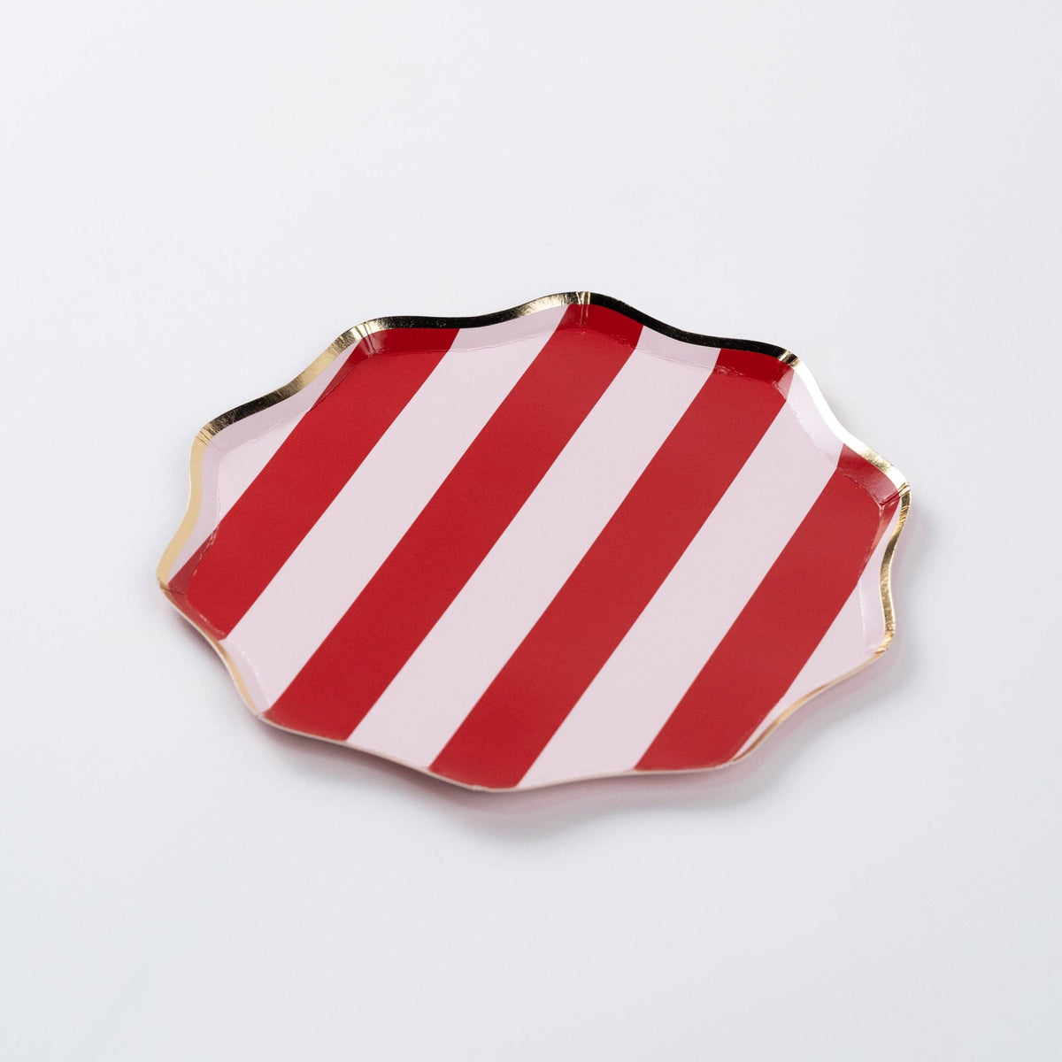6  Red Holiday Stripes Dessert Plates