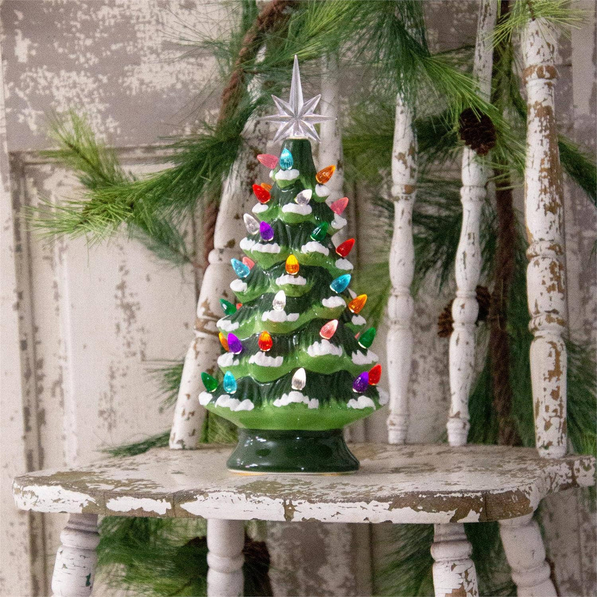 6 Ceramic Nostalgic Tree, Green (PC)
