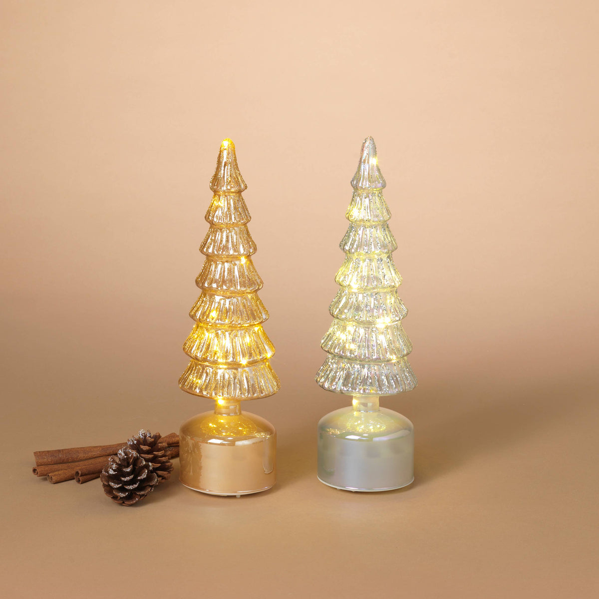 6 Gerson Christmas 13"H B/O Lighted Rotating Glittered Glass C