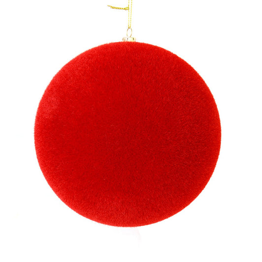 6 10" Red Flocked Ball Ornament