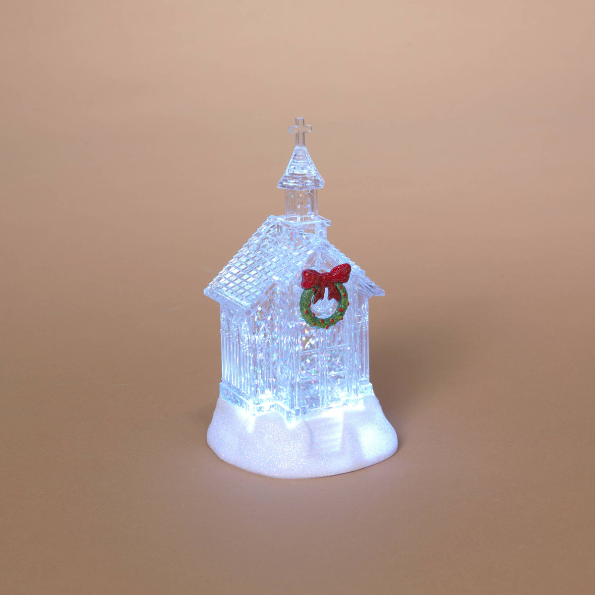 6 Gerson Christmas 5.7"H B/O Lighted Acrylic Water Globe Church