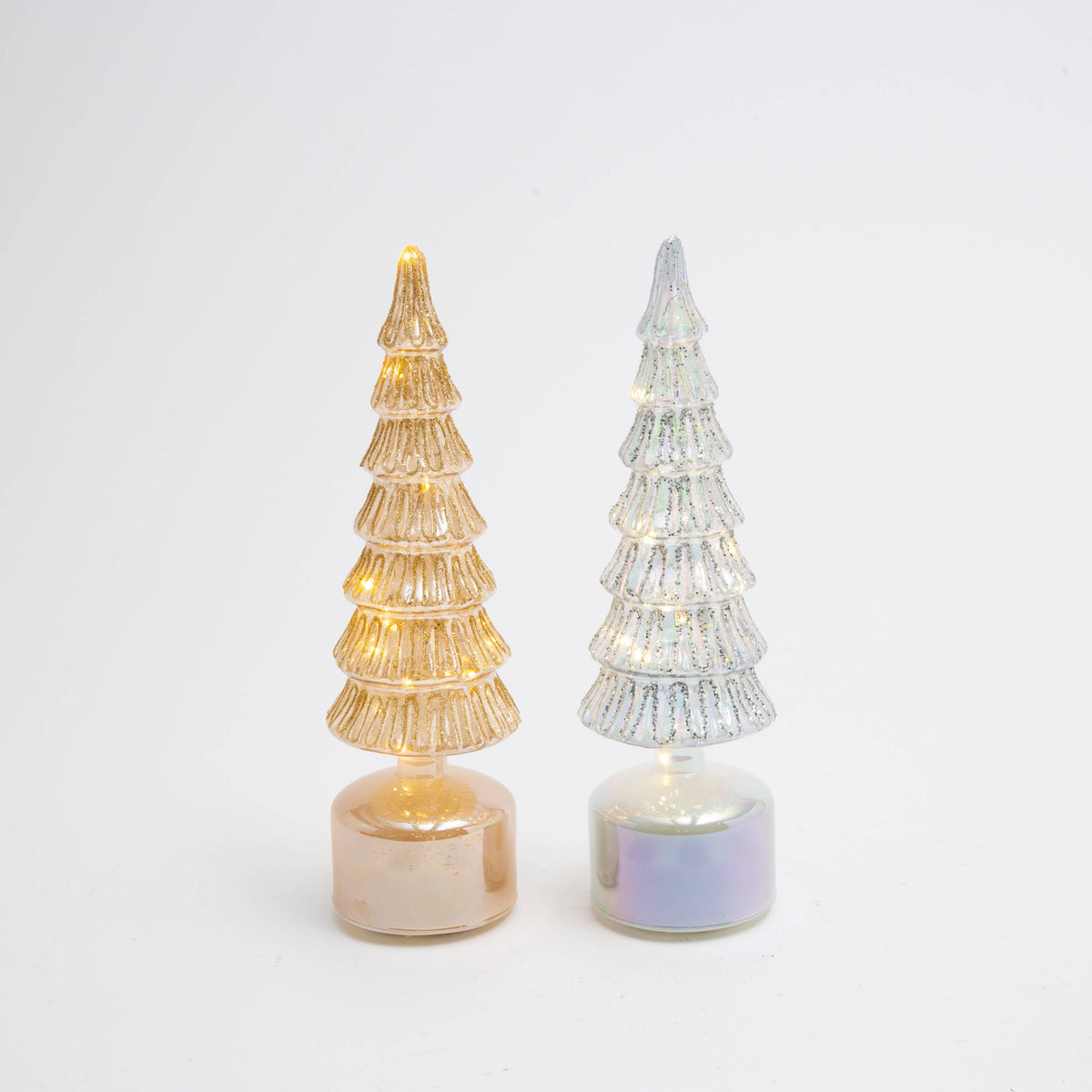6 Gerson Christmas 13"H B/O Lighted Rotating Glittered Glass C