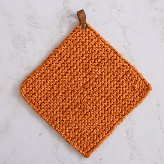 Knitted Pot Holder - Rust        (25)