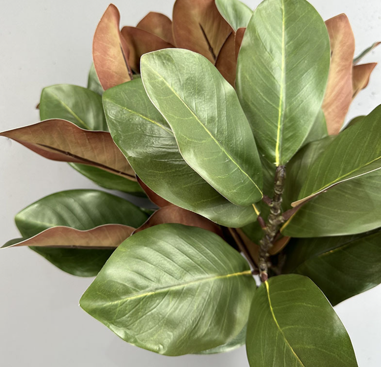 22''T Nature Touch Faux Magnolia Leaf Branch, Indoor/Ourdoor: Yellow