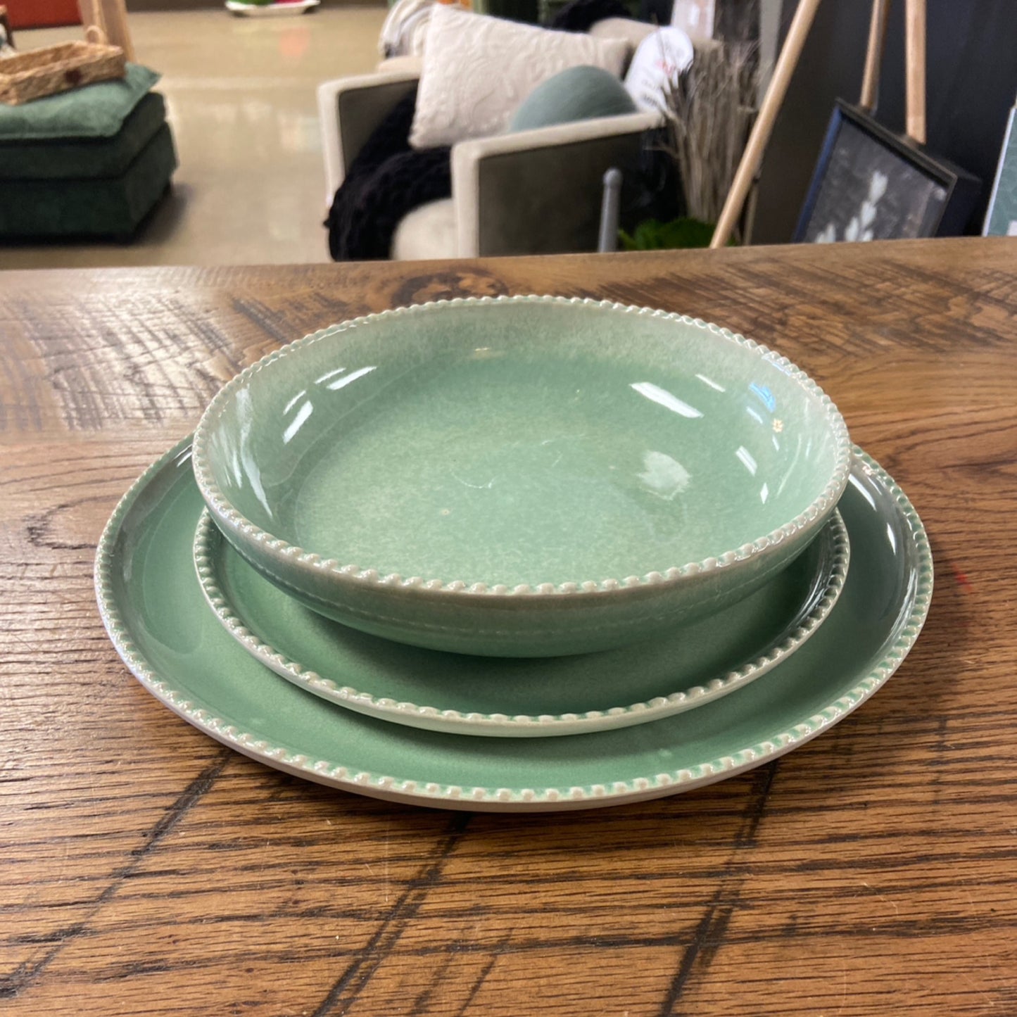 6 Sea mist ceramic dinner plate, salad plate or bowl