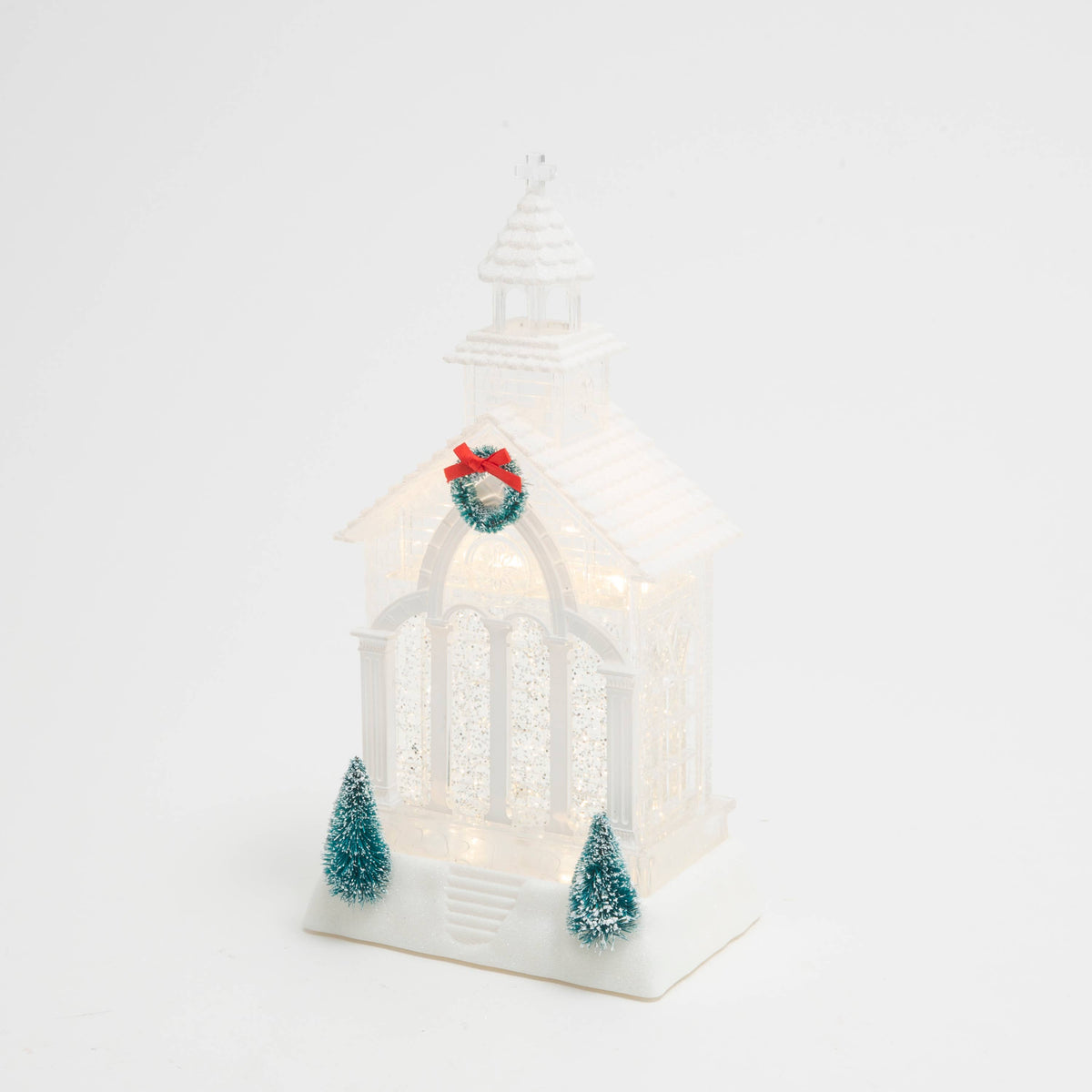 6 Gerson Christmas 11.4"H B/O Lighted Spinning Water Globe Church