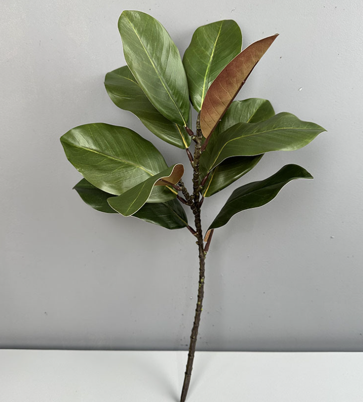 22''T Nature Touch Faux Magnolia Leaf Branch, Indoor/Ourdoor: Yellow