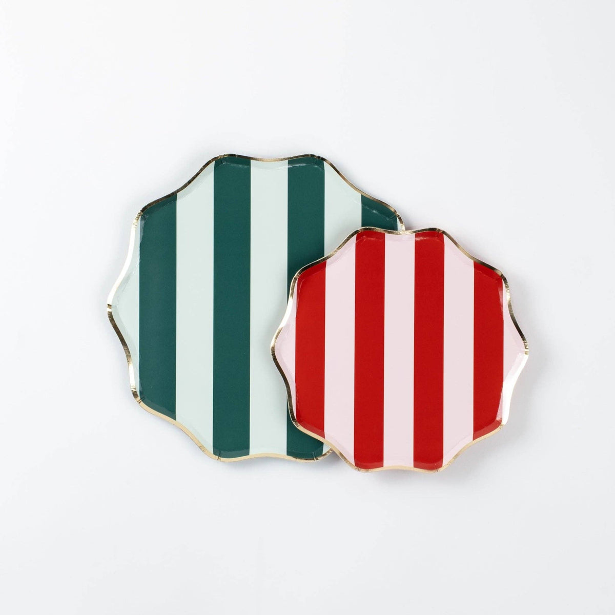 6  Red Holiday Stripes Dessert Plates