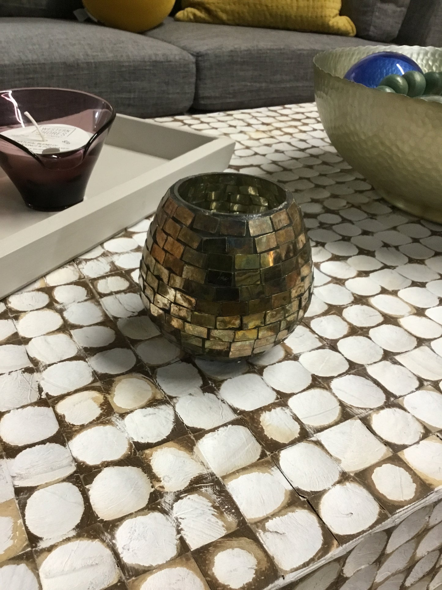 Df4344-Cc Glass Mosaic Candle Holder