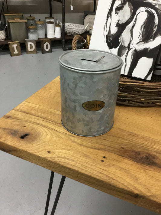 ECM82341-PHC Galvanized Tin Coin Bank