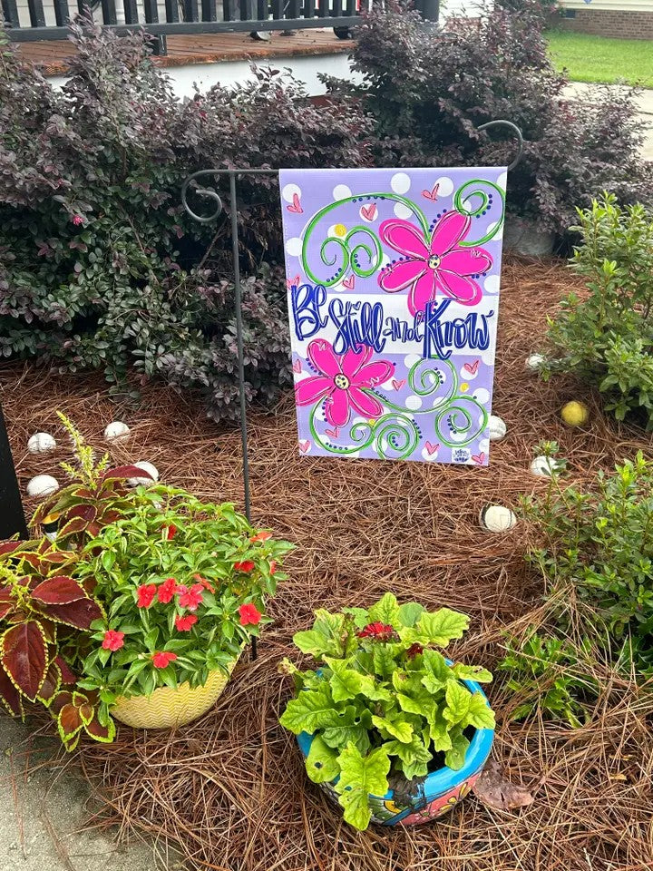 be still vinyl garden flag