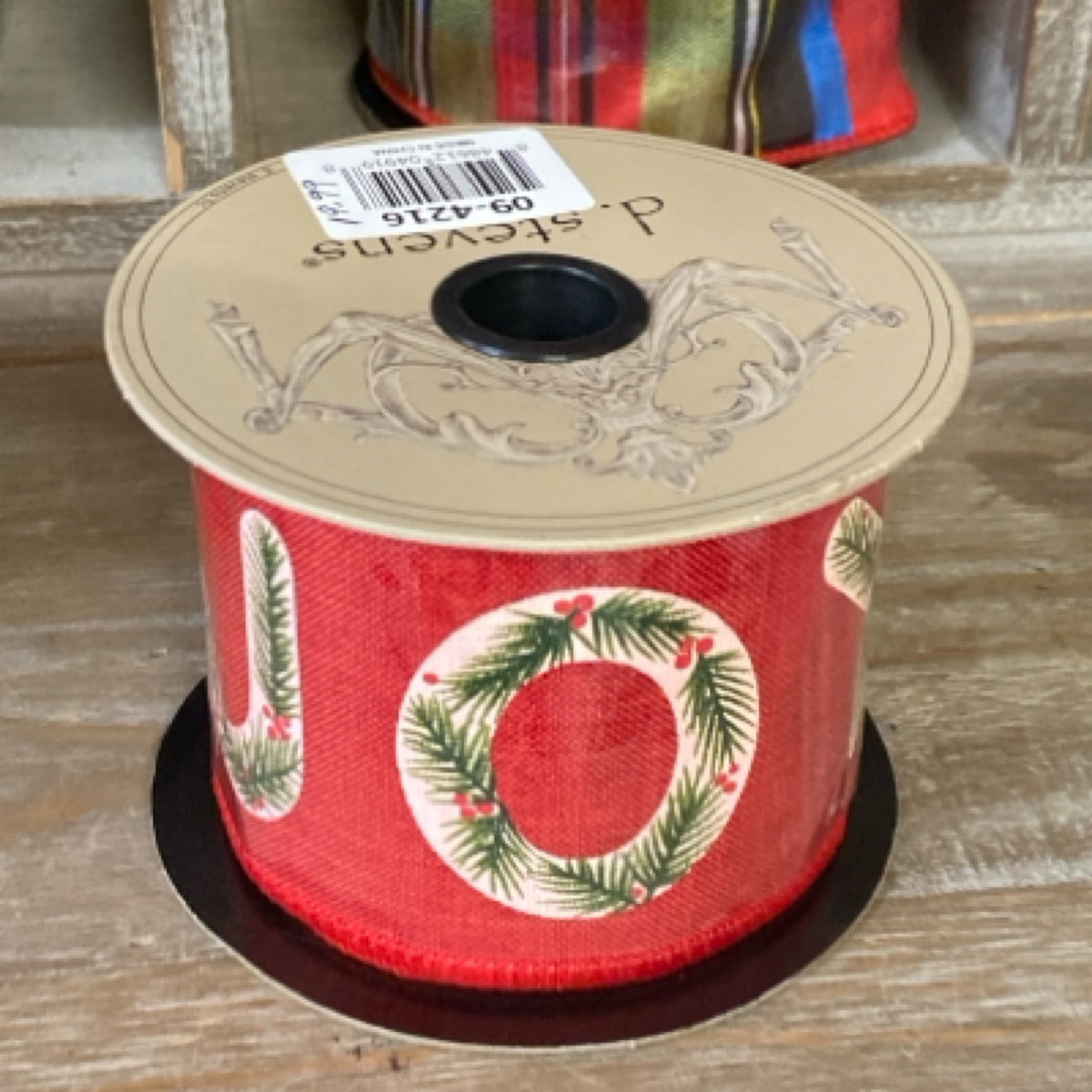 6 09-4216 linen pine berry joy, red ribbon ds