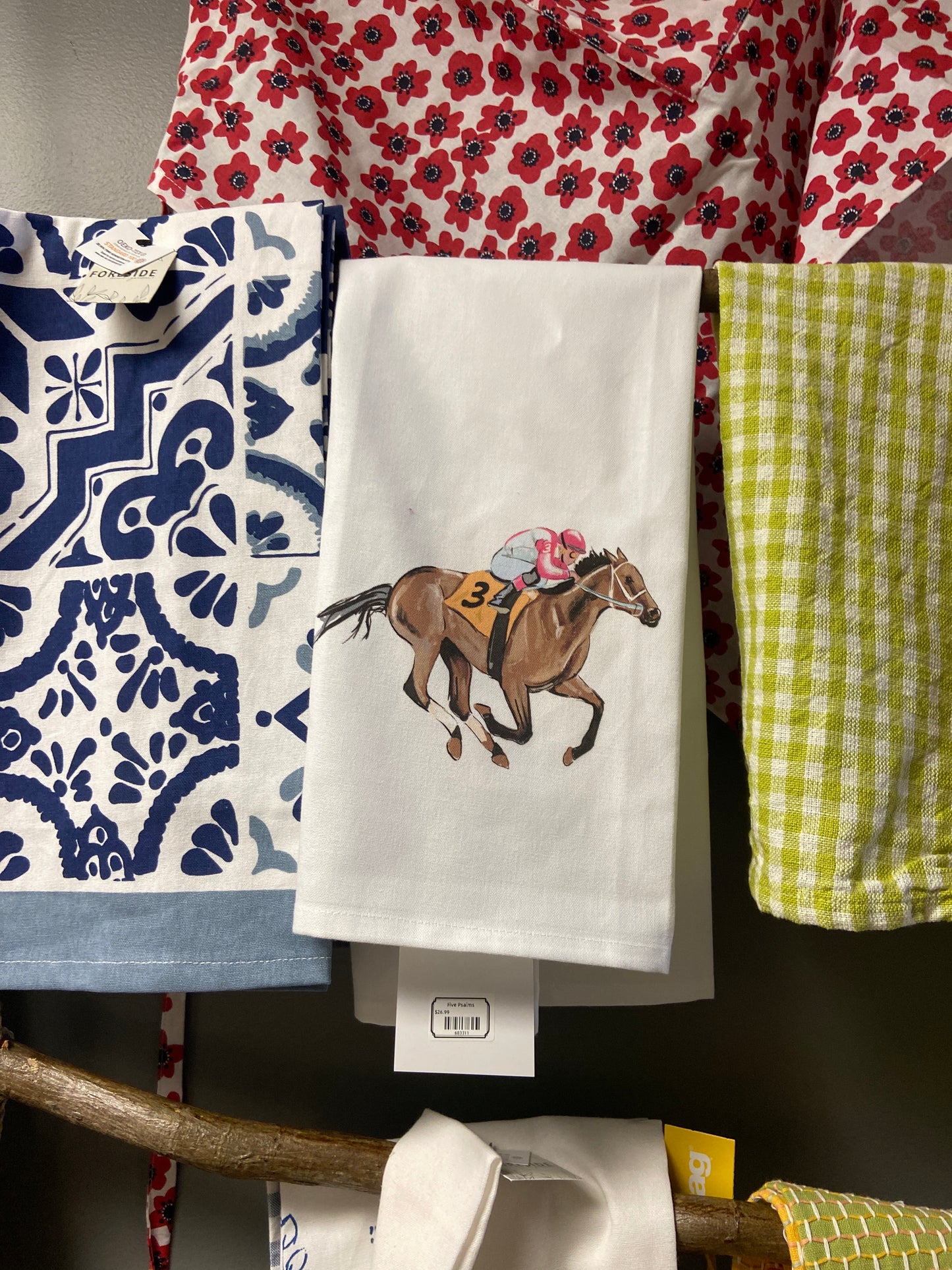 6 QP5X Horse cand Hockey Tea Towel