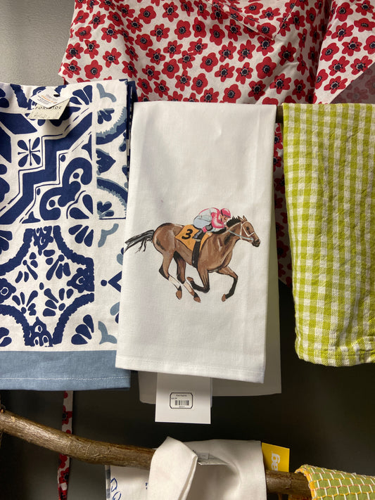 6 QP5X Horse cand Hockey Tea Towel