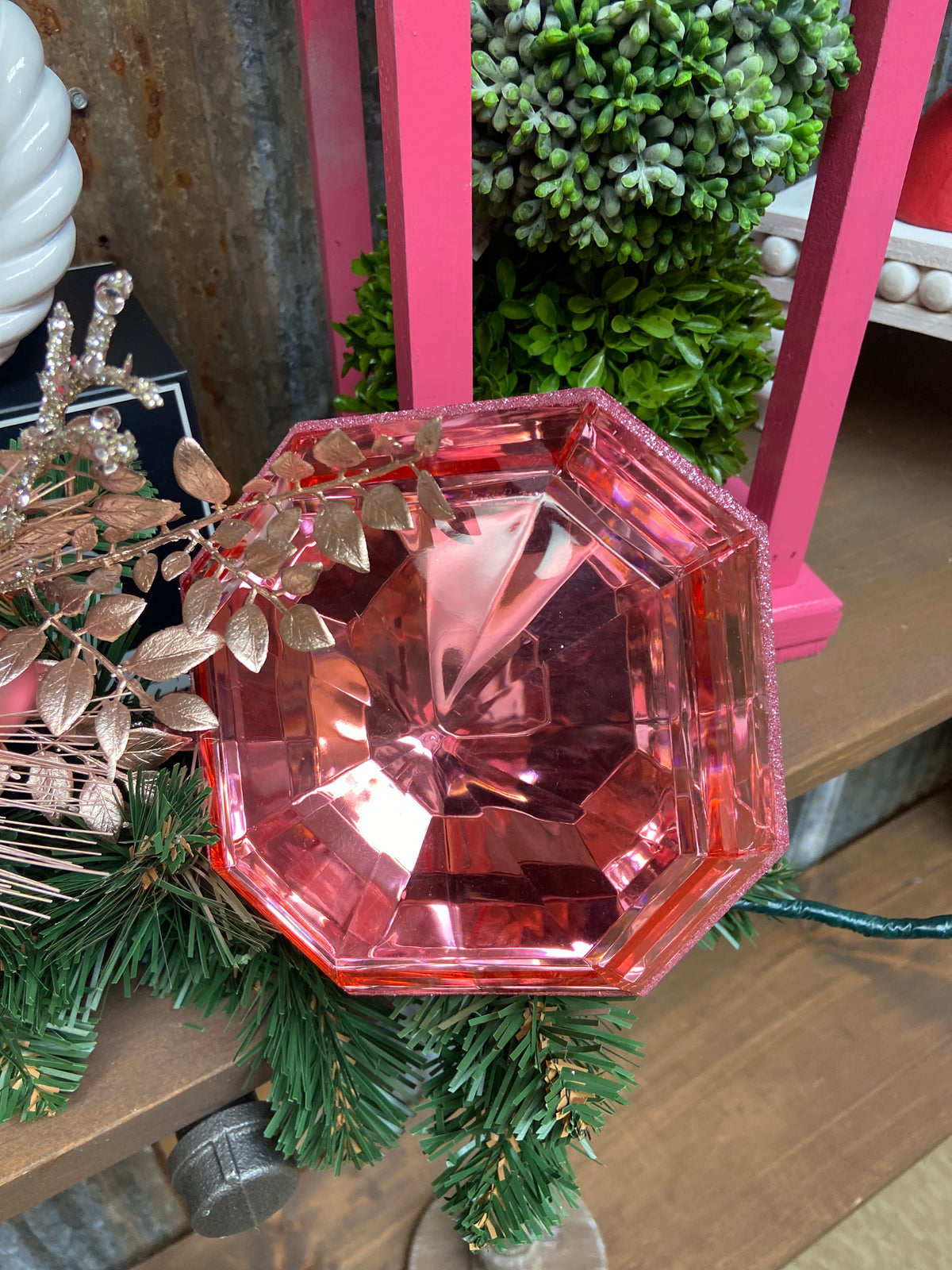 6 MT232877 6" Baby Pink Square jewel Ornament