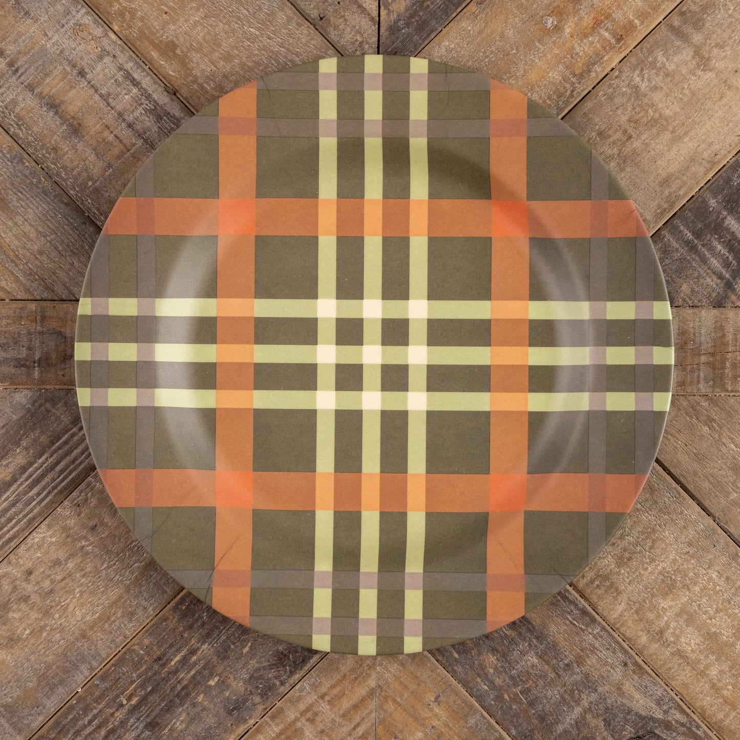 GREEN & ORANGE PLAID CHARGER                  (25)