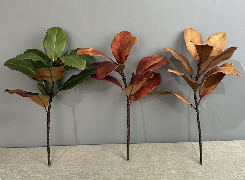 22''T Nature Touch Faux Magnolia Leaf Branch, Indoor/Ourdoor: Green