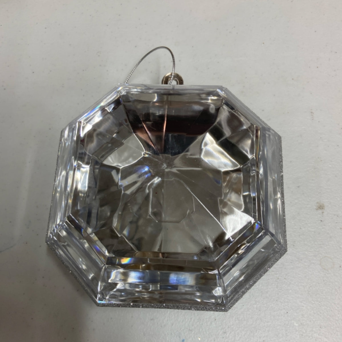 6 232807 6" Silver Square Jewel Glitter Ornament