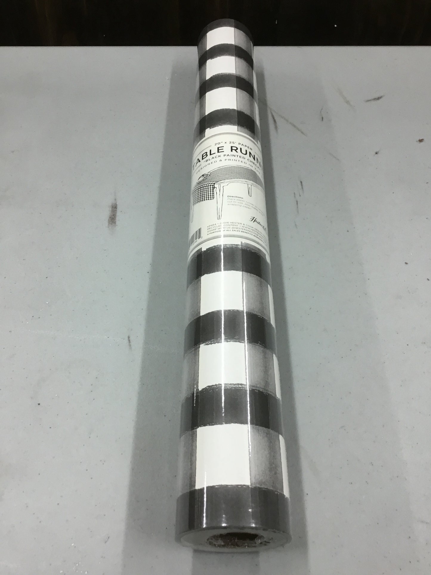 KP464 -HC Black Painted Check Table Runner