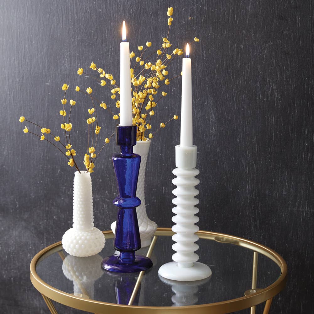 370789 Cobalt Blue Glass Taper Candle Holder.        (25)