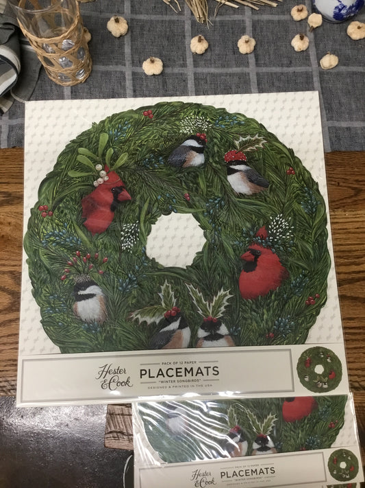 KP1311VS-HC Die Cut Winter Songbird's Placemat Set Of 12