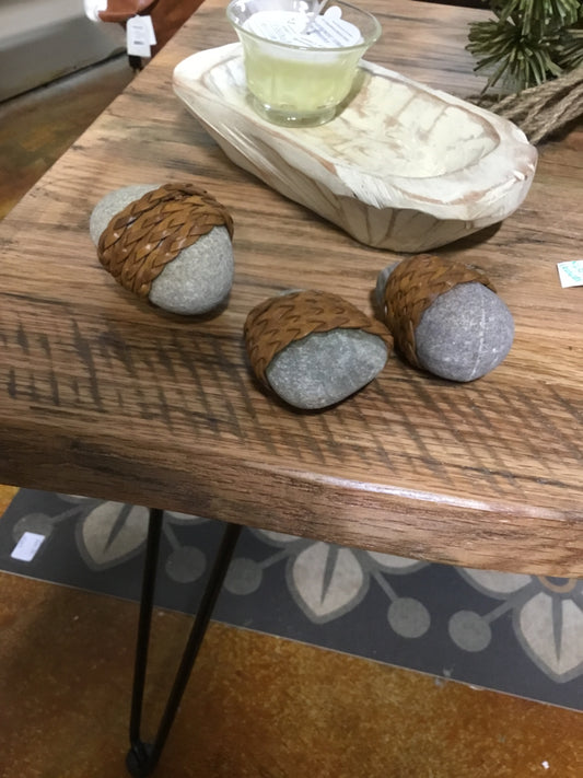Zen Stone Wrapped In leather-Ha
