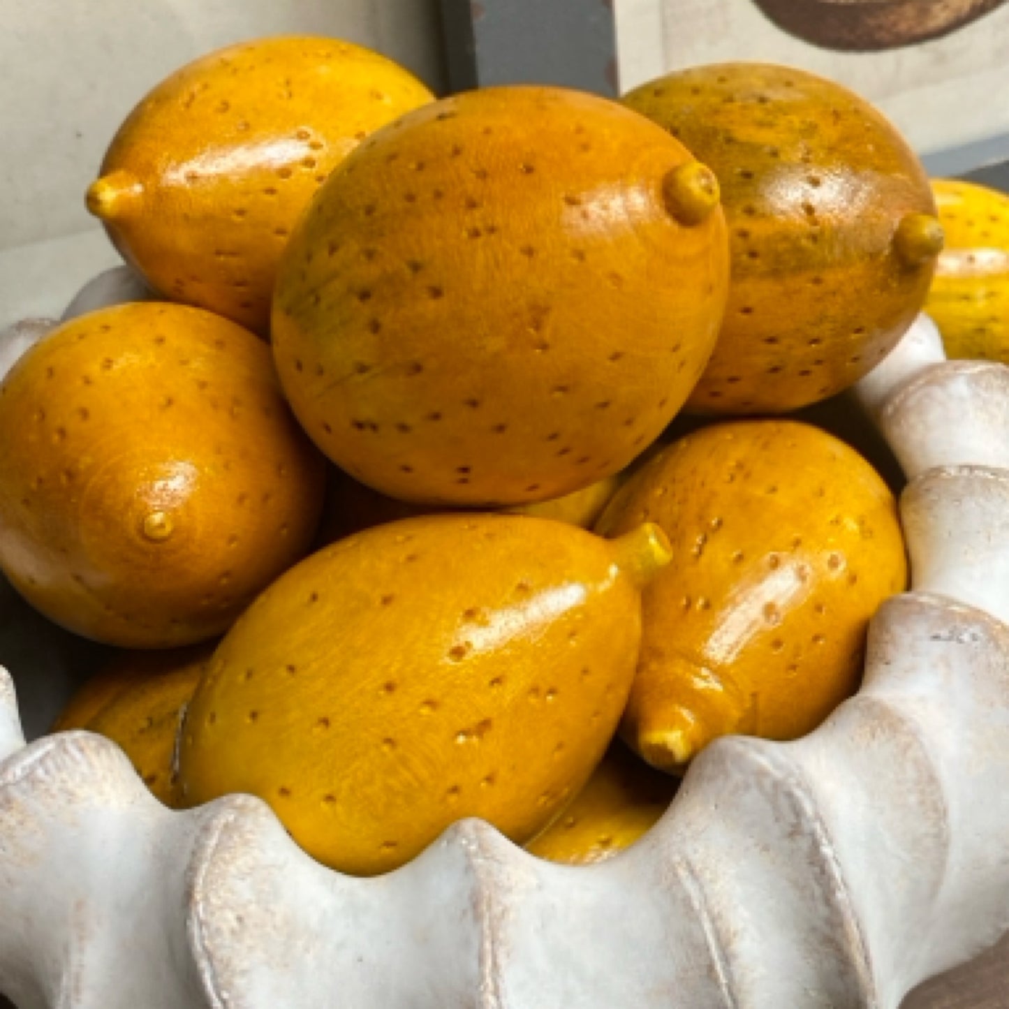 handcarved wooden lemon