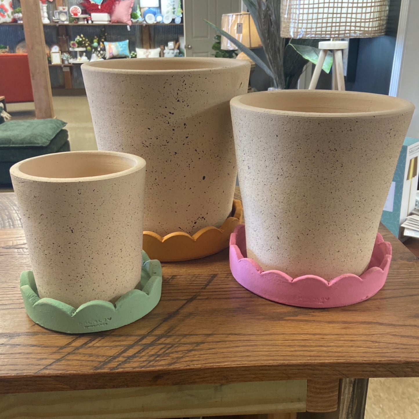 Scalloped clay planter 3 sizes