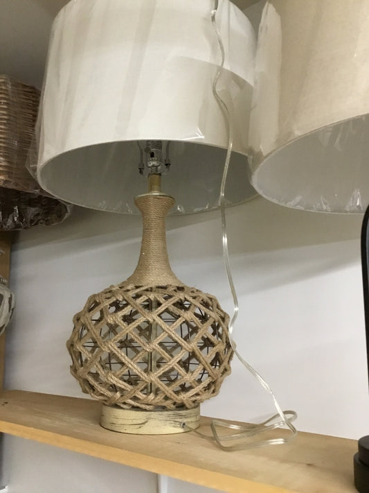 6 CVNZAM001 31.75" Metal And Hemp Rope Table Lamp