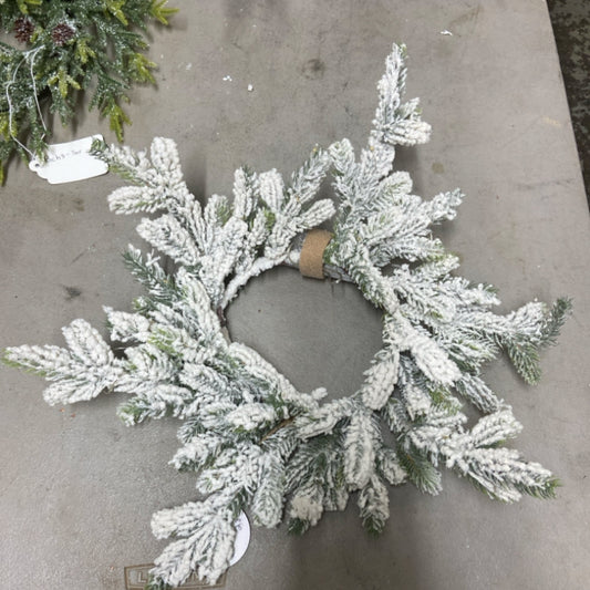 6 2020220276-DEM Lit Evergreen Frosted Wreath